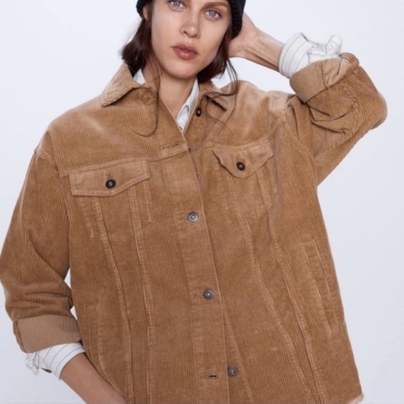 Zara Jackets & Blazers - Zara brown camel tan corduroy shirt jacket
